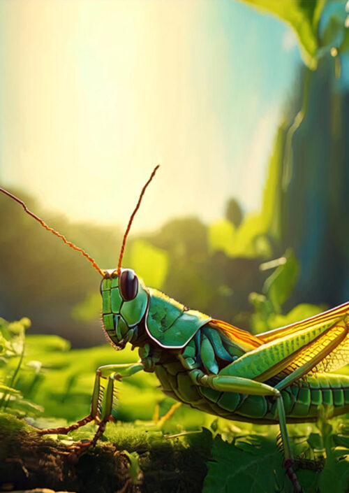 Book cover of a grasshopper sitting in a field