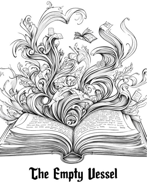 An open book with lots of decorative notions and ribbons coming out