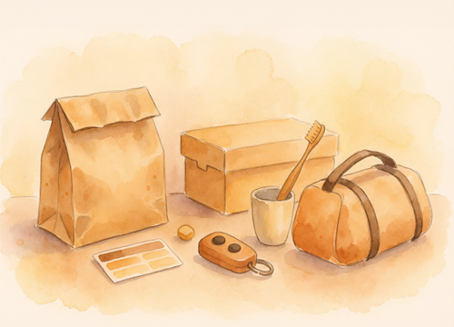 all the belongings a person owns is on a table.